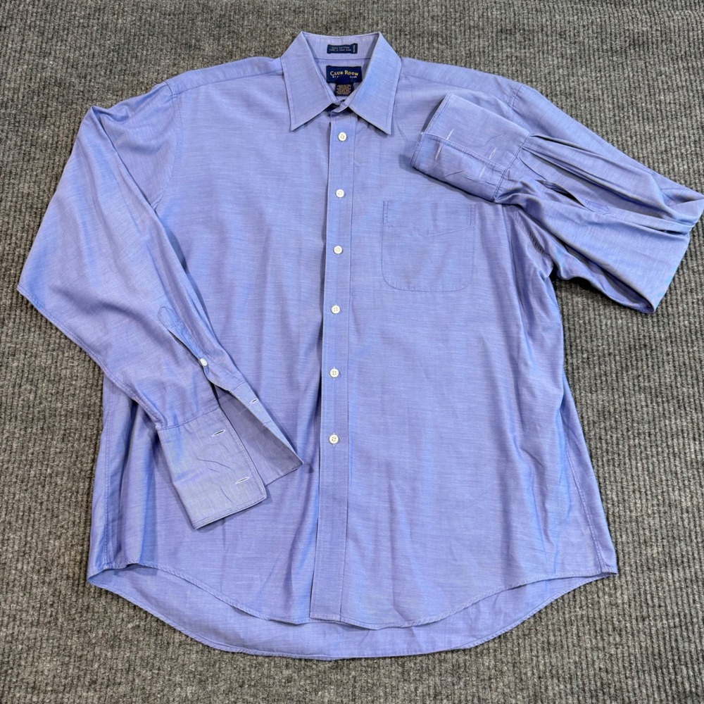 Club Room Charter Club‎ Dress Shirt Mens 16.5 34/35 Blue Cotton Button Down